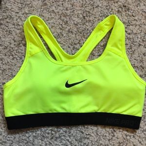 Nike Pro Padded Neon Yellow Sports Bra Size Small